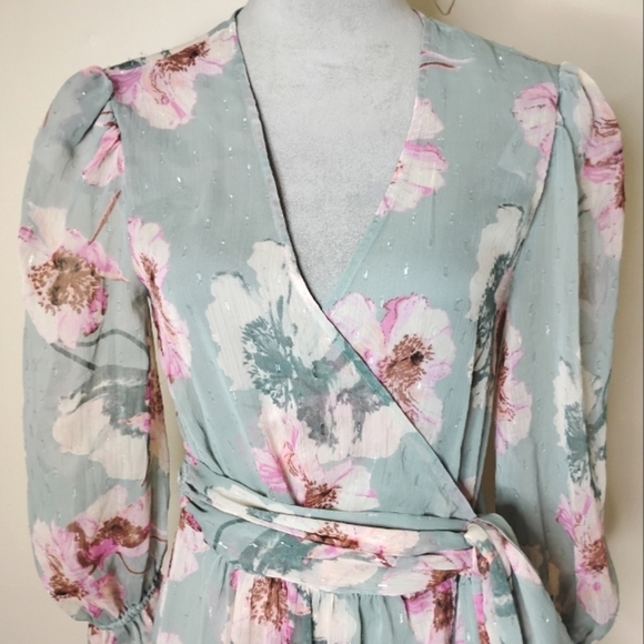 Express Sheer Floral Wrap Duster Maxi Kimono Size S/M Romantic Boho Layering - Picture 5 of 12